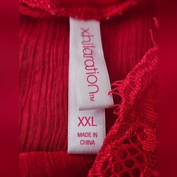 Lace Red Sheer Boxy Shaped Long Sleeved Floral Dress - Romantic Elegance - Picture 11 of 12